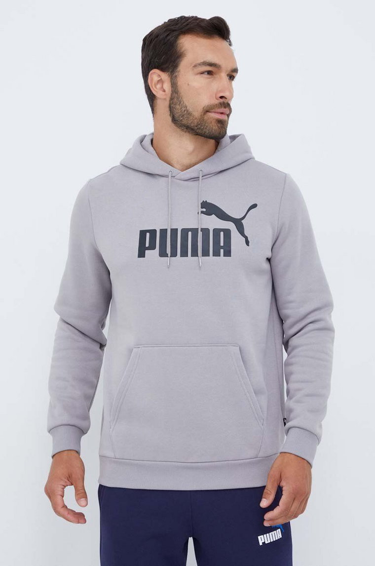 Puma bluza męska kolor szary z kapturem z nadrukiem 586687