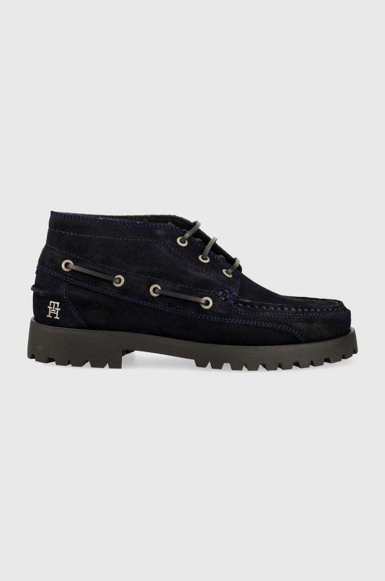 Tommy Hilfiger półbuty zamszowe TH BOAT BOOT CLASSIC męskie kolor granatowy FM0FM04684