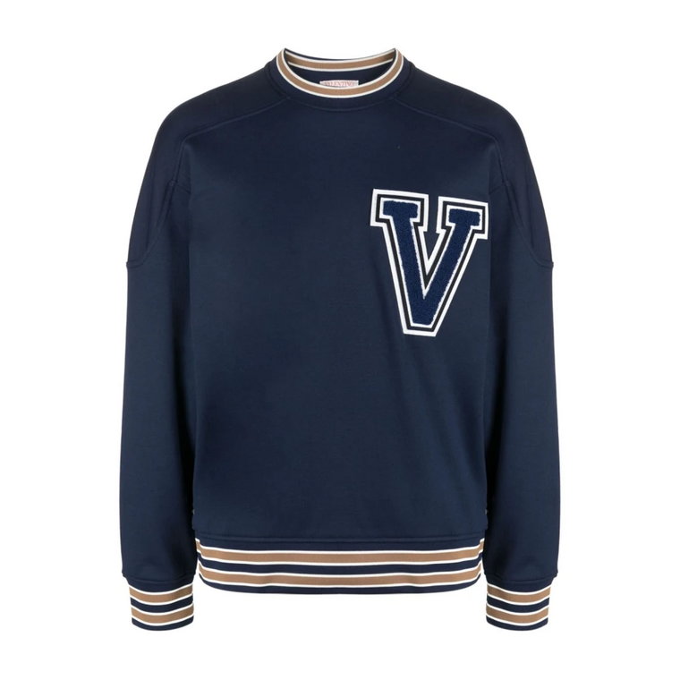 Niebieski Sweter z Logo V Valentino Garavani