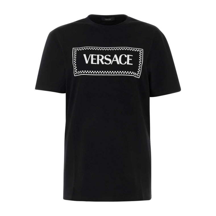 Czarna bawełniana koszulka - Klasyczny styl Versace