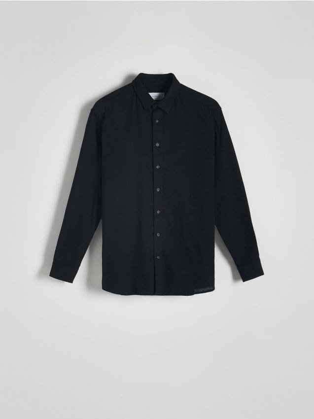 Reserved - Bawełniana koszula regular fit - czarny
