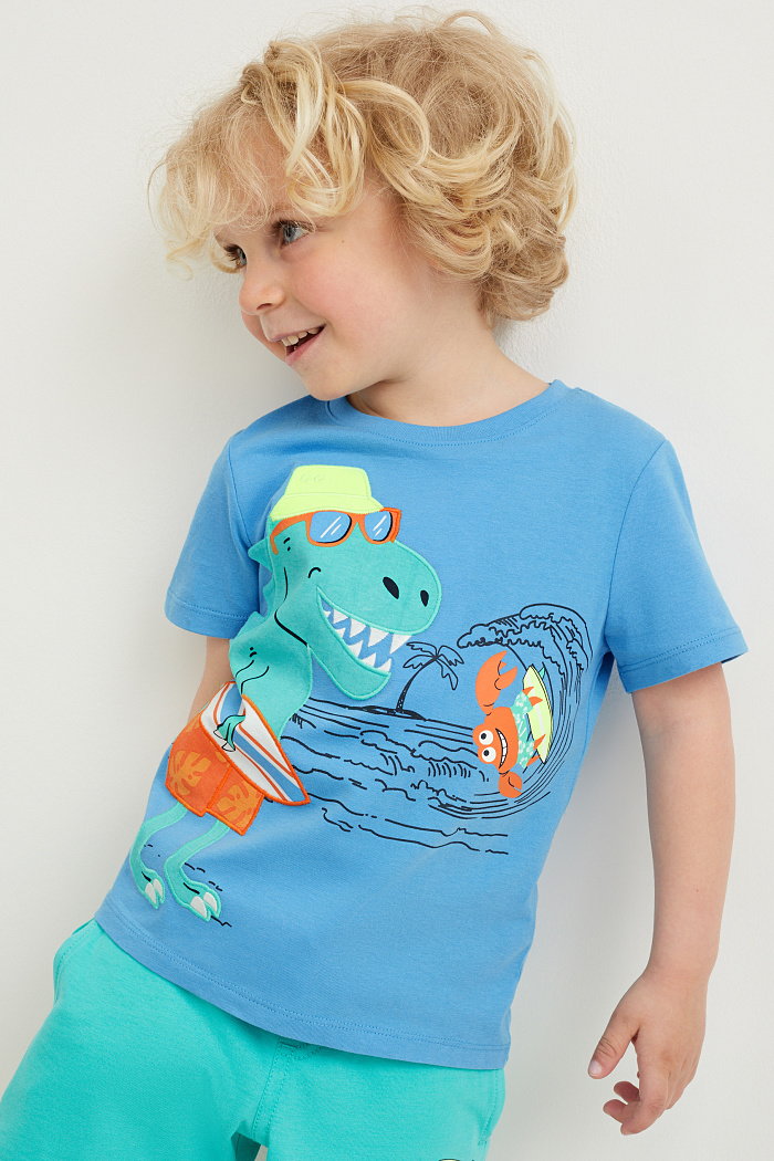 C&A Dinozaur-koszulka z krótkim rękawem, Niebieski, Rozmiar: 122