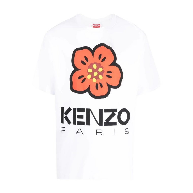 Biała Koszulka z Kwiatami Kenzo
