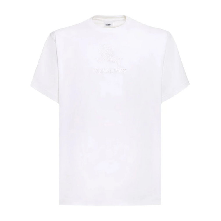 Biała Bawełniana Koszulka z Detalem Logo Burberry