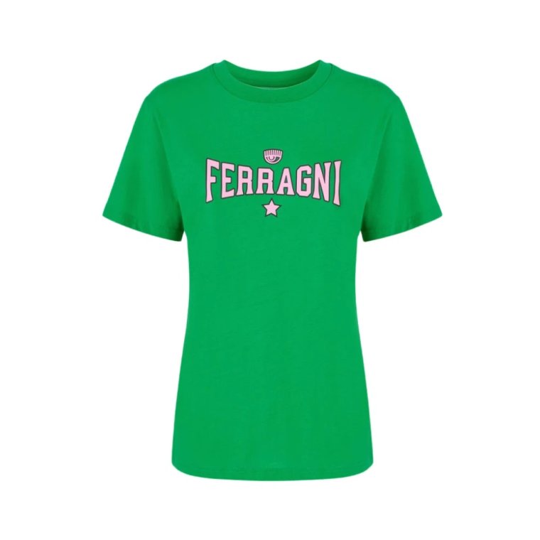 Zielony T-shirt z elastanem Chiara Ferragni Collection