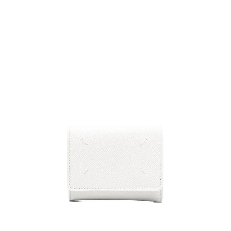 Biała skórzana portmonetka z trzema składanymi częściami Maison Margiela