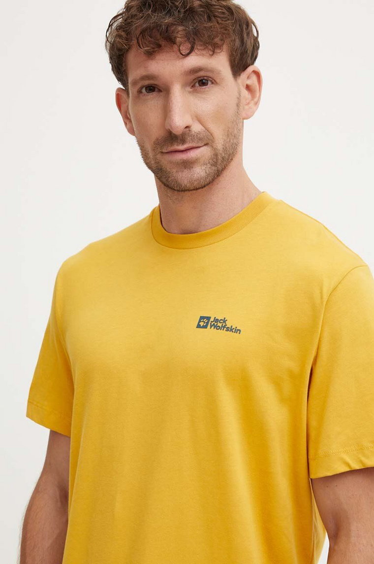 Jack Wolfskin t-shirt bawełniany Essential kolor żółty gładki 1808382