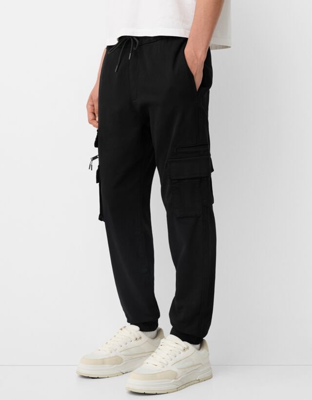 Bershka Spodnie Jogger Cargo Mężczyzna Xxl Czarny