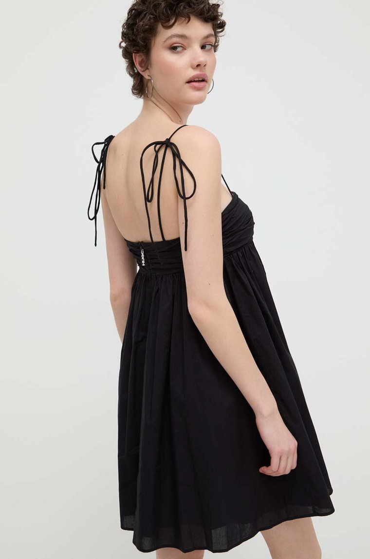 HUGO sukienka bawełniana kolor czarny mini rozkloszowana 50510433