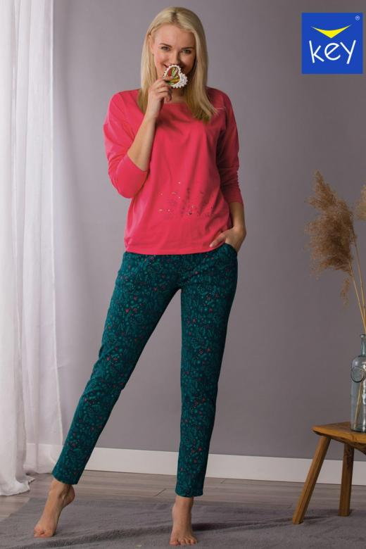 Bawełniana piżama damska z wzorzystymi spodniami LNS 708