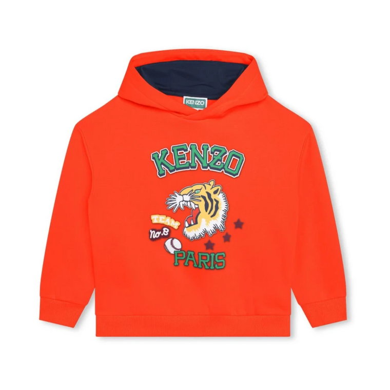 Pomarańczowy Sweter z Kapturem Tygrys Kenzo