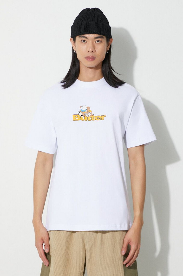Butter Goods t-shirt bawełniany Teddy Logo Tee męski kolor biały z nadrukiem BGQ3230101