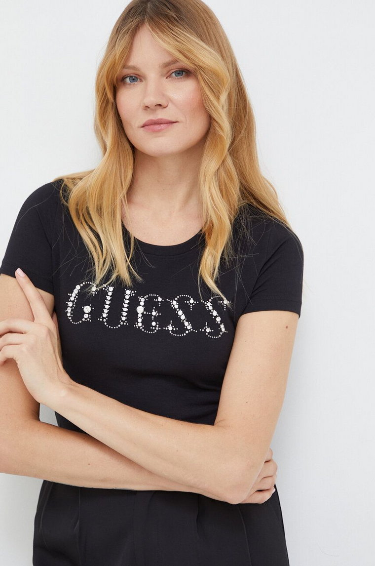 Guess t-shirt STONES damski kolor czarny W4RI39 J1314