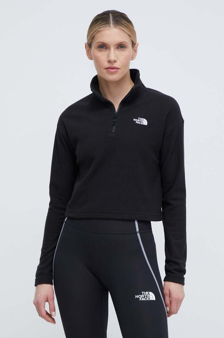 The North Face bluza sportowa 100 Glacier Cropped kolor czarny gładka NF0A855NJK31