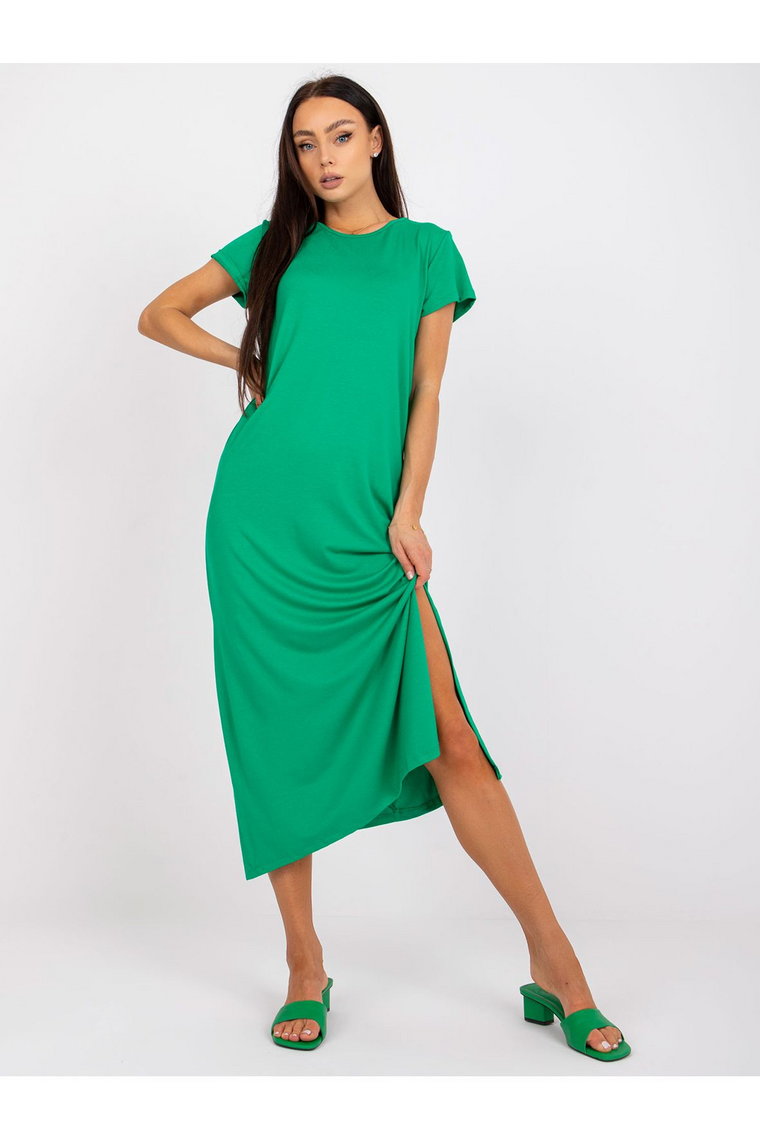 Zielona sukienka damska midi z rozporkiem