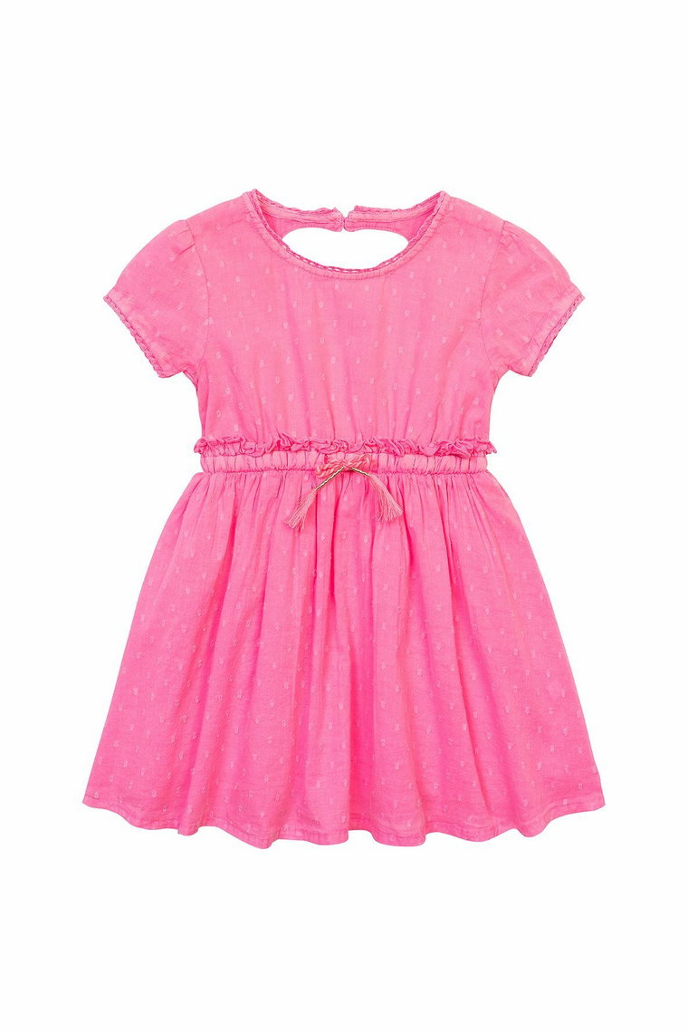 Różowa sukienka niemowlęca bawełniania z wiązaniem