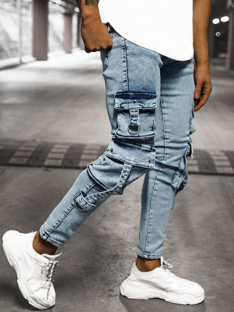 Spodnie jeansowe męskie jasno-niebieskie OZONEE O/B5961