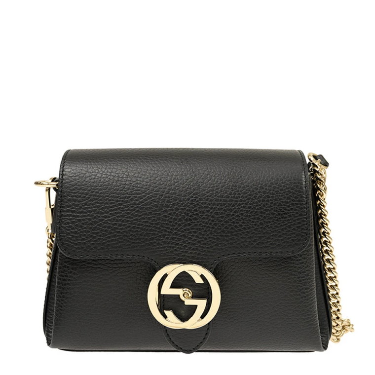 Czarna torebka dla kobiet Logo Skóra Dollar Calf Mod. 607720 Cao0G 1000 Gucci