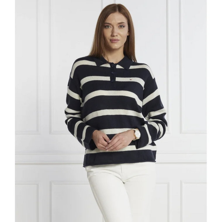 Tommy Hilfiger Wełniany sweter SOFT WOOL POLO-NK SWEATER | Regular Fit