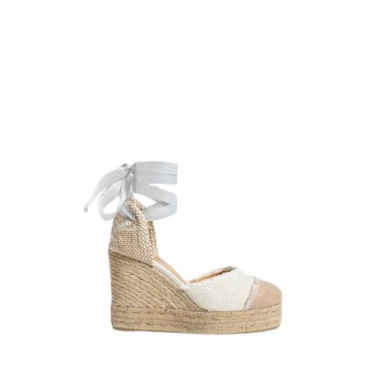 Catalina/8ED/032 Białe Złote Espadryle na Koturnie Castañer