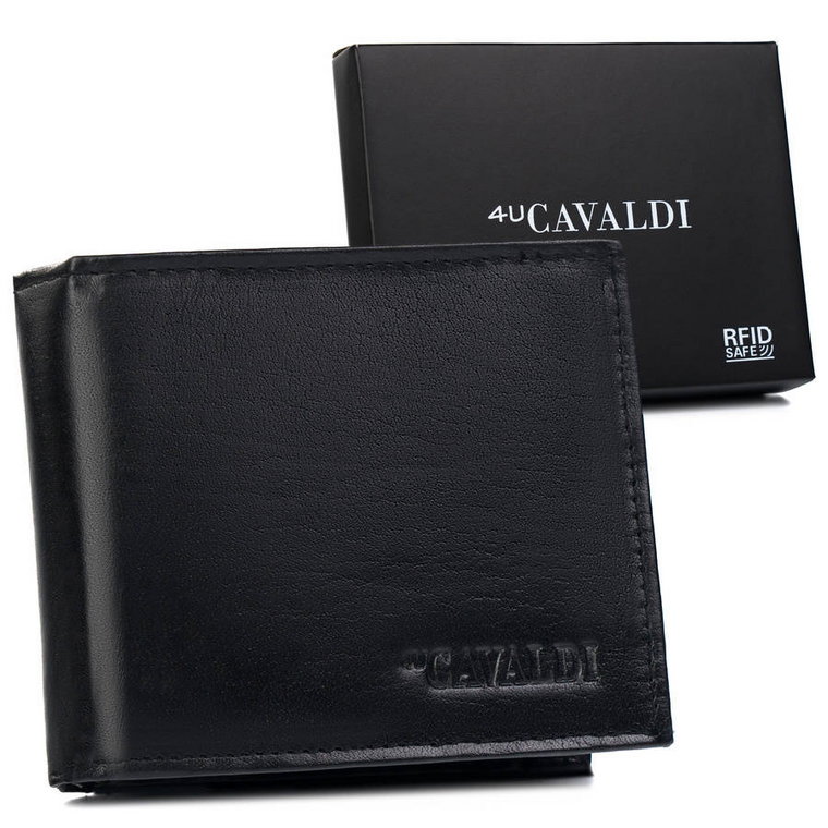 Skórzany portfel męski z kieszonką na rewersie  Cavaldi