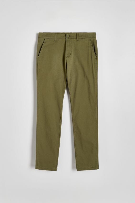 Reserved - Spodnie chino slim fit - oliwkowy