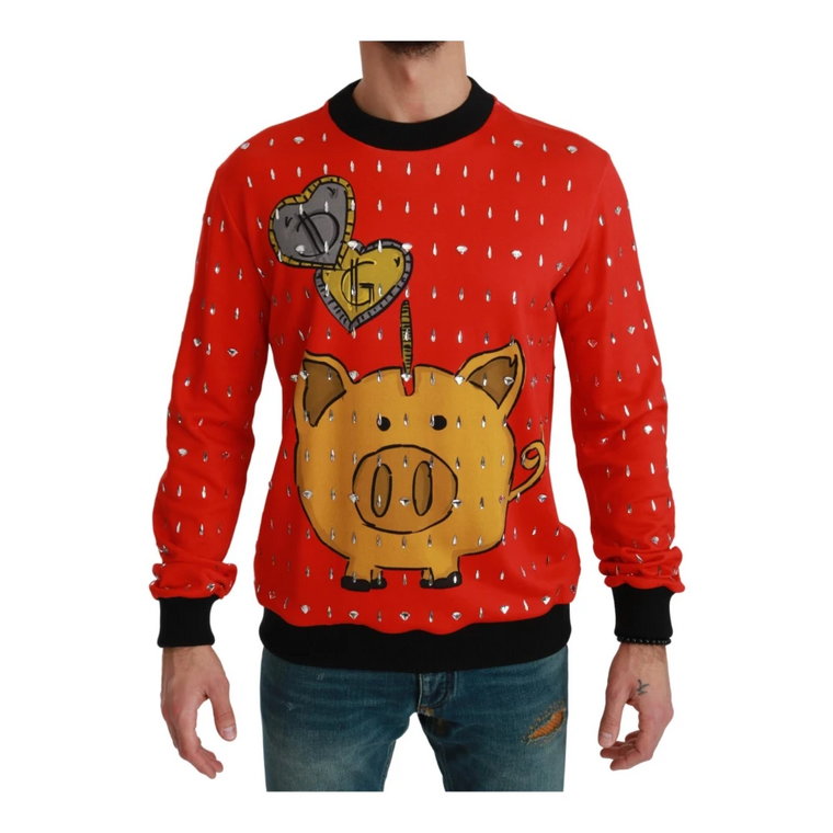 Red Crystal Pig of the Year Sweater Dolce & Gabbana