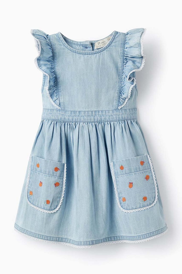 zippy sukienka bawełniana niemowlęca kolor niebieski mini rozkloszowana