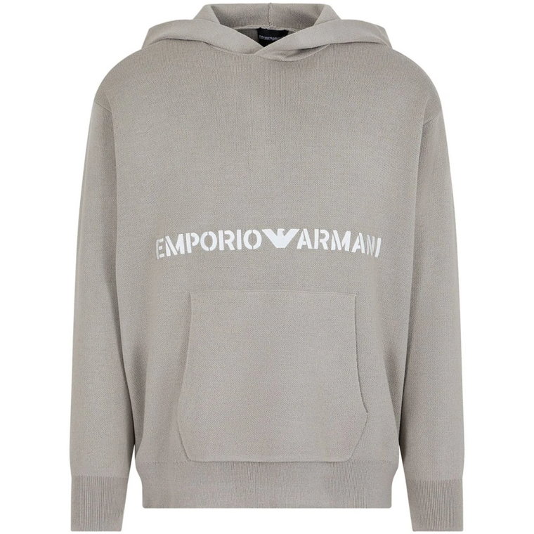 Logo-Wyszywany Sweter w Szarym Kolorze Emporio Armani