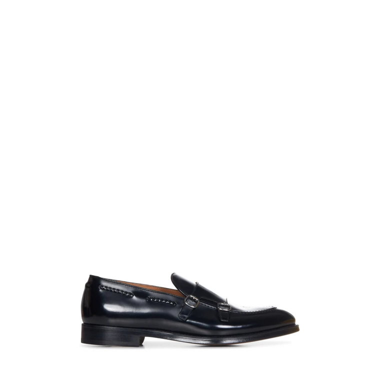 Czarne Skórzane Double Monk Strap Loafers Doucal's