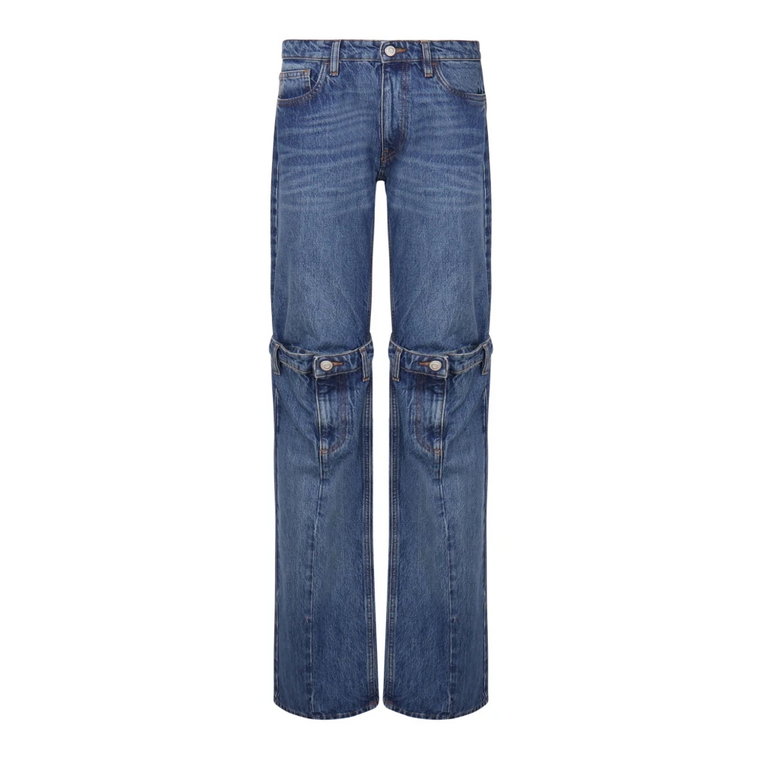 Niebieskie Jeansy Denim Zamek Guzik Coperni