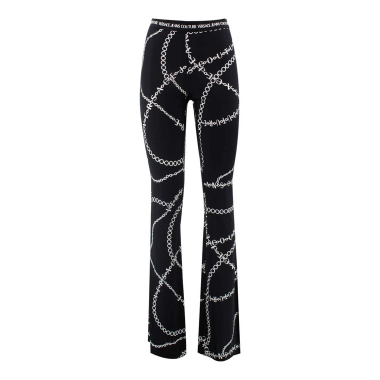 Spodnie rozkloszowane z wzorem łańcucha Versace Jeans Couture