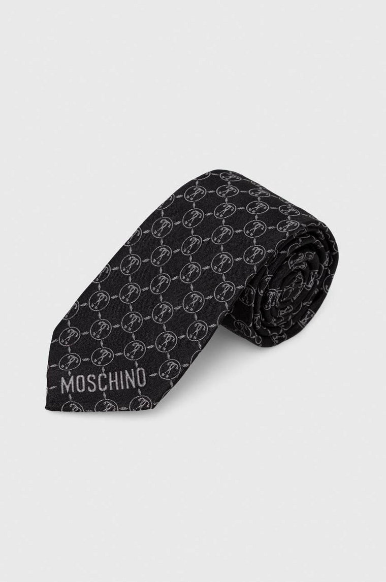 Moschino krawat jedwabny kolor czarny M5725 55061