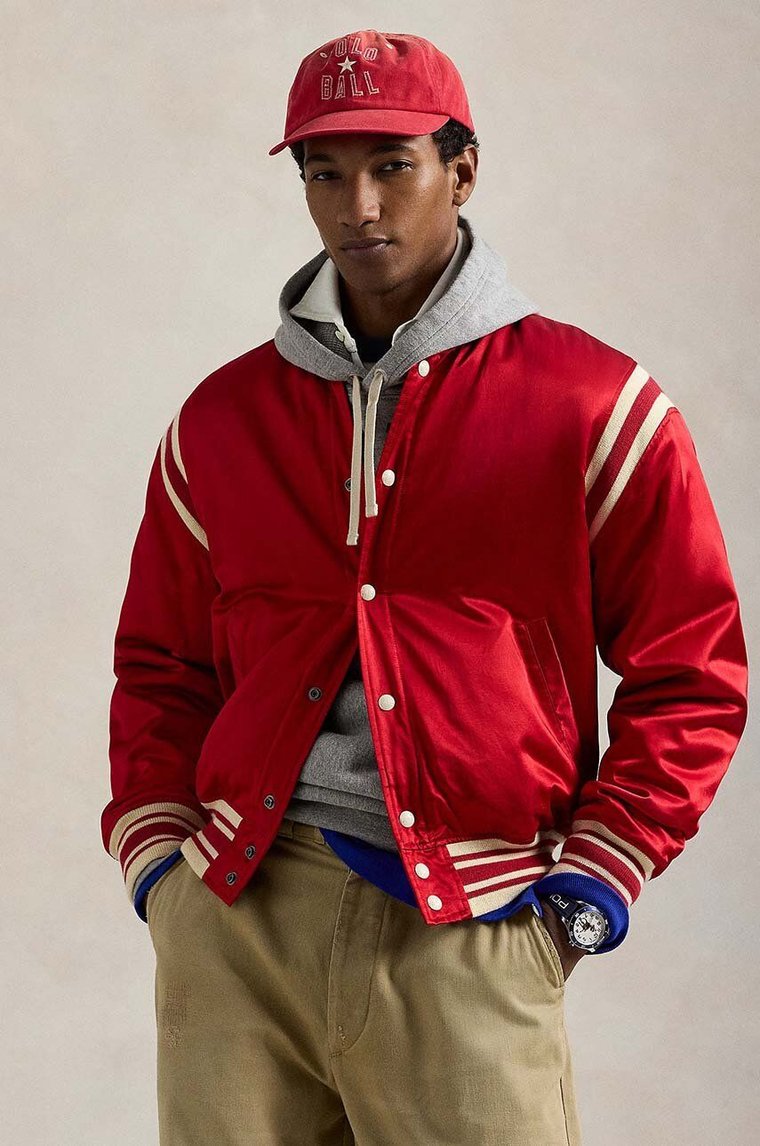 Polo Ralph Lauren kurtka Varsity Jacket męska kolor czerwony przejściowa 710949940