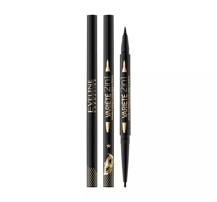 EVELINE VARIETE 2IN1 DOUBLE EFFECT WODOODPORNY EYELINER I KREDKA DO OCZU ULTRA BLACK