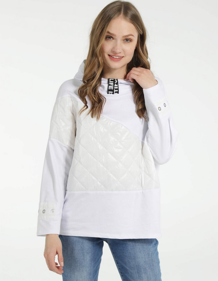 BLUZA Z KAPTUREM 214-Z467 BIANCO