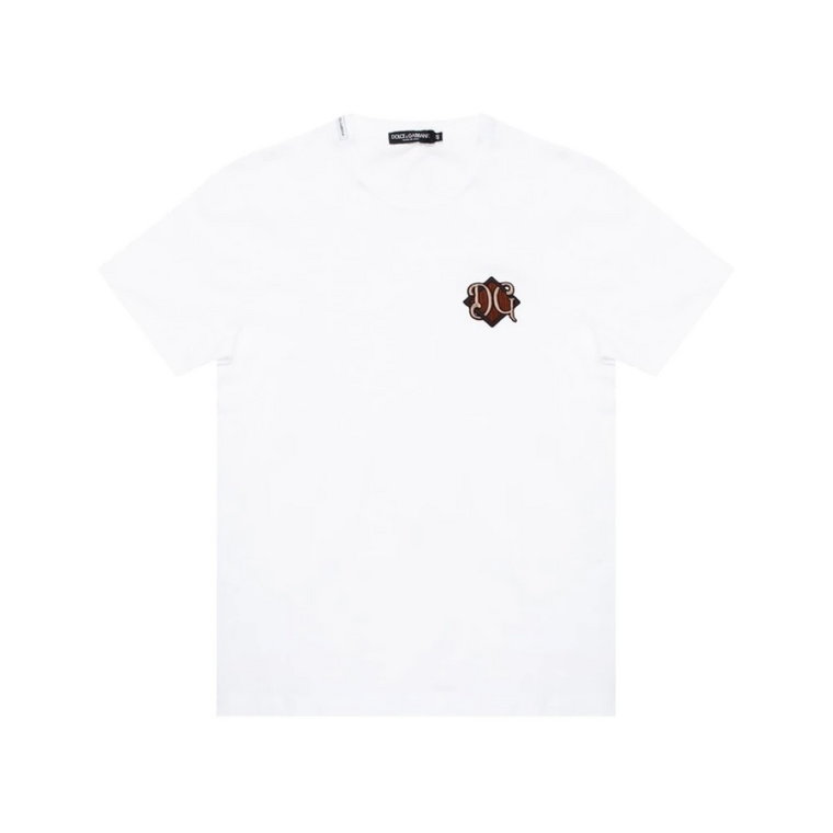 Biała Koszulka z Haftowanym Logo Dolce & Gabbana