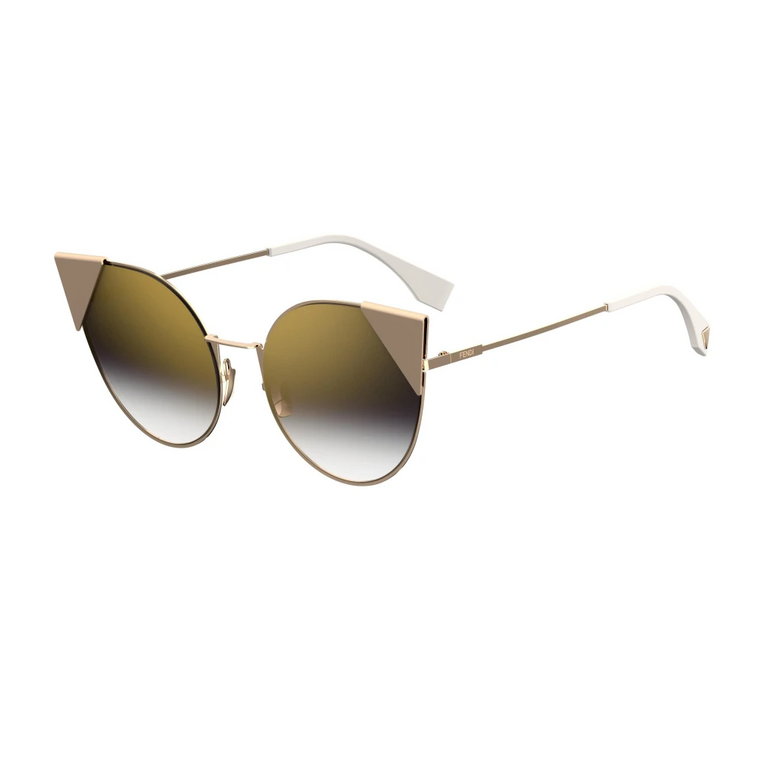 Złote okulary przeciwsłoneczne z szarymi szkłami Fendi