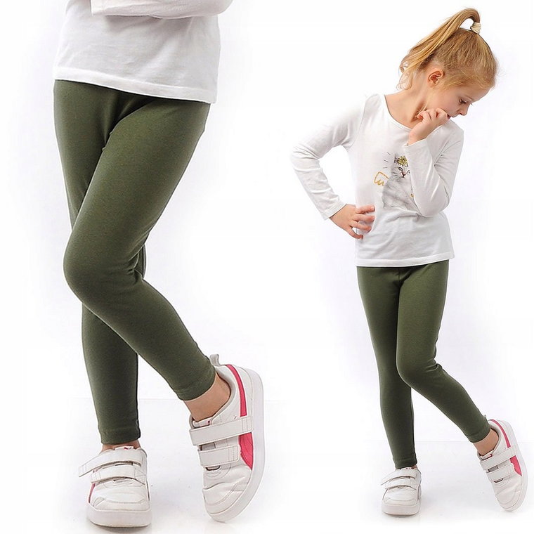 Legginsy dziecięce długie bawełniane klasyczne Khaki 104