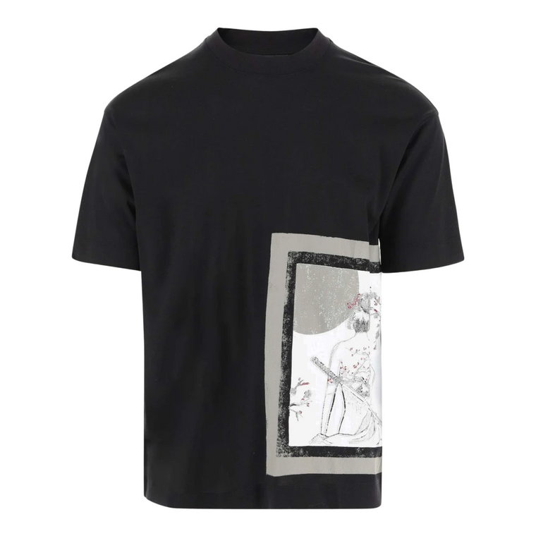 Czarna koszulka z krótkim rękawem i nadrukiem ASV Emporio Armani