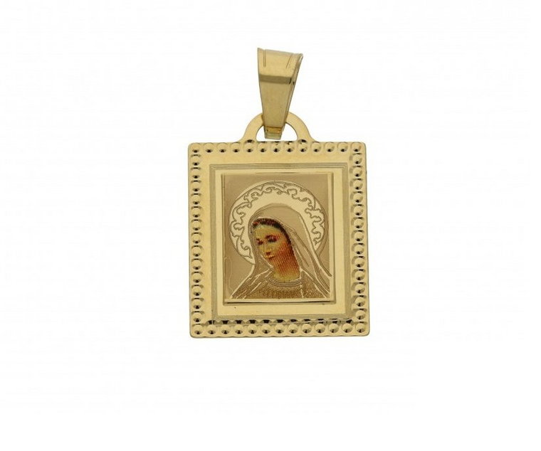 Medalik złoty z wizerunkiem Matki Boskej z emalia nr OS 204-MD11-40 emalia Au 585