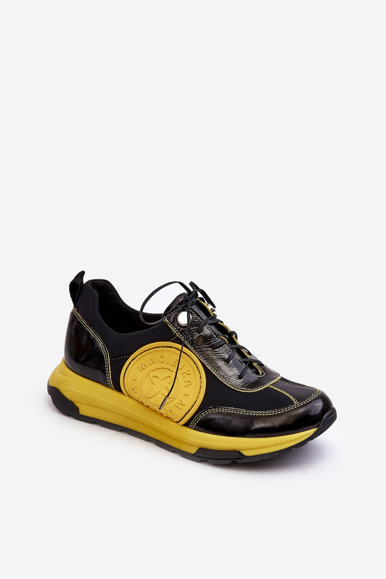 Buty Sportowe Damskie Skóra Maciejka 06295-01 Czarno-Żółte