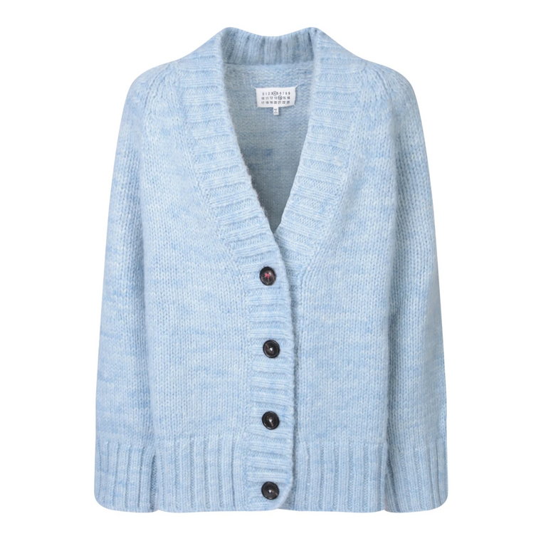 Niebieski Sweter z Dekoltem w Szpic Maison Margiela