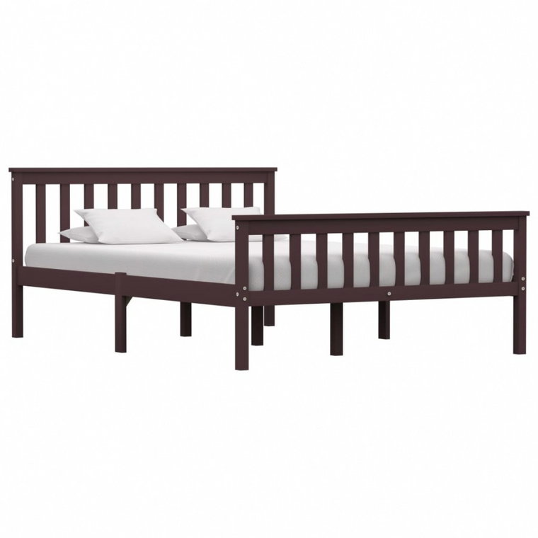 Rama łóżka, ciemnobrązowa, lite drewno sosnowe, 140 x 200 cm kod: V-283235