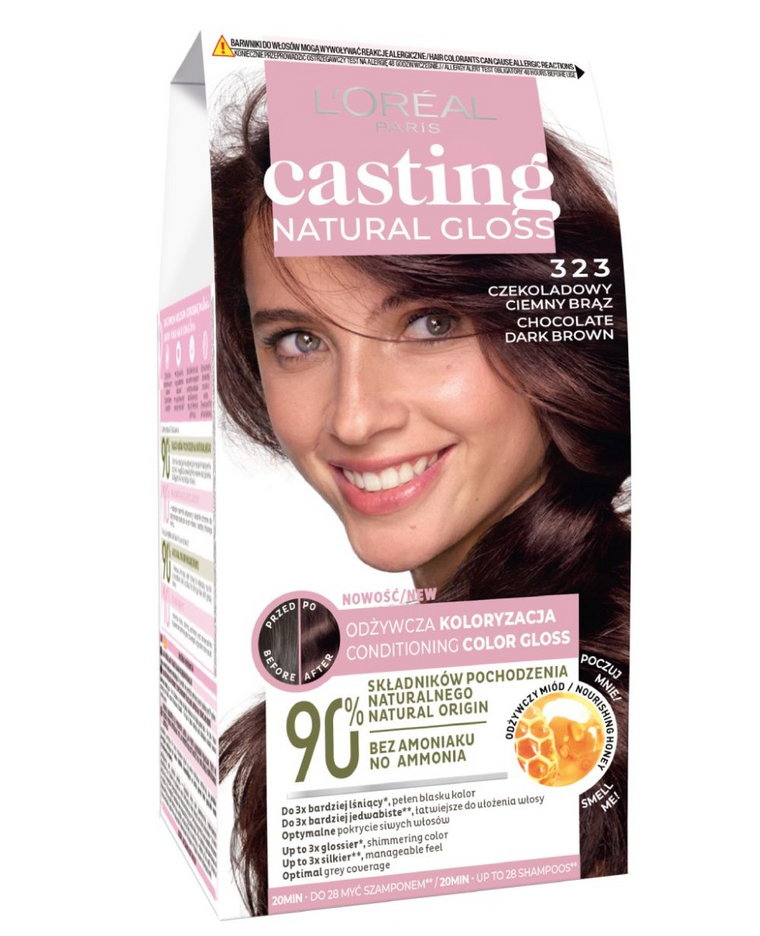 Casting Natural Gloss Farba do włosów, 323 Czekoladowy Ciemny Brąz