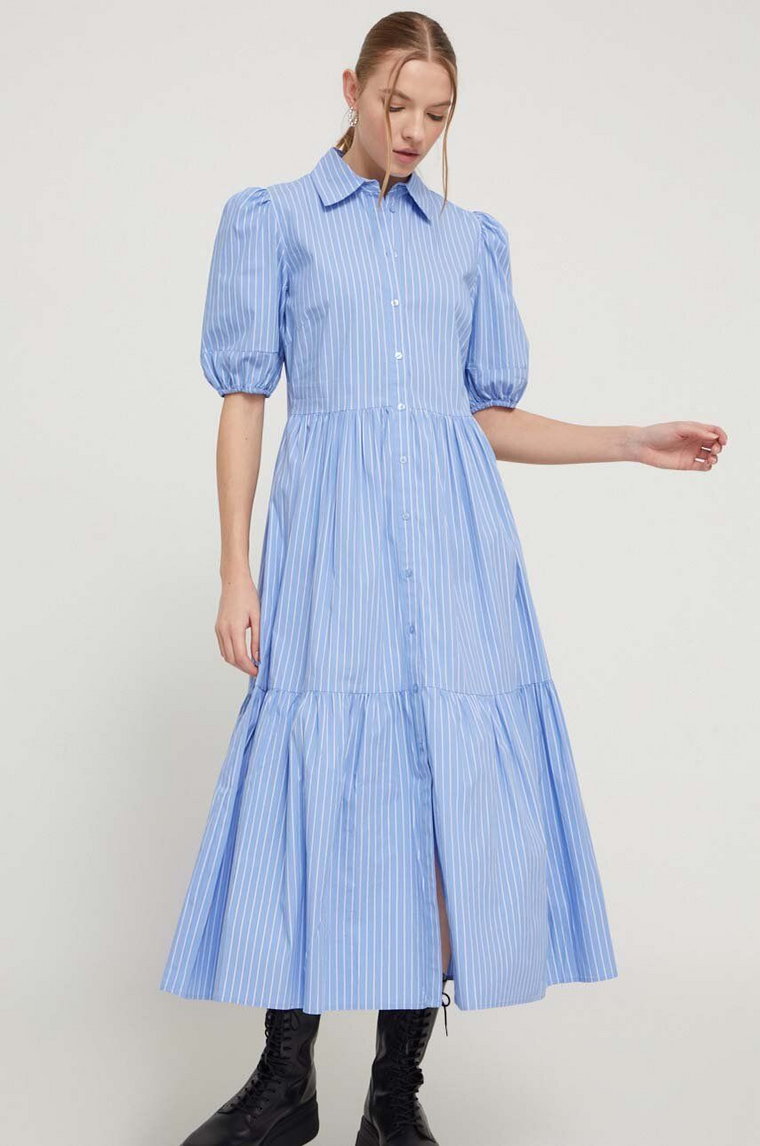 Desigual sukienka ALEJANDRIA kolor niebieski maxi rozkloszowana 24SWVW82