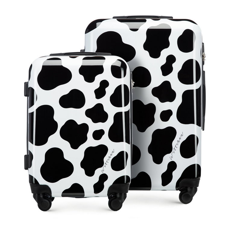 Zestaw walizek z ABS-u w zwierzęcy wzór czarno-biały