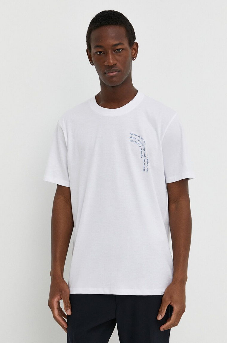 Les Deux t-shirt bawełniany męski kolor biały z nadrukiem LDM101160