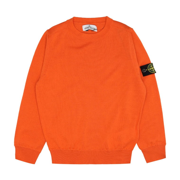 Pomarańczowy Sweter dla Chłopców z Logo Label Stone Island