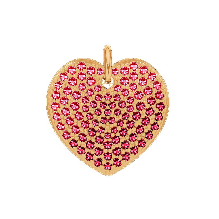 Serce z różowymi cyrkoniami 1,5 cm pozłacane